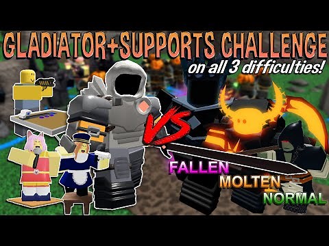 GLADIATOR plus SUPPORTS CHALLENGE on ALL DIFFICULTIES!! Tower Defense Simulator - ROBLOX