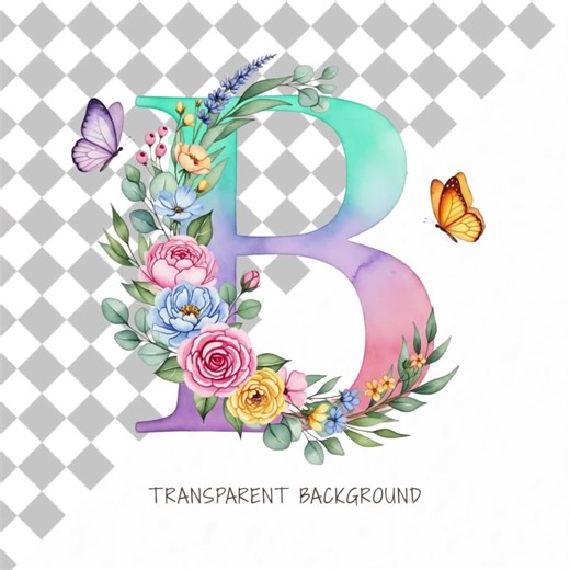 Floral Alphabet B Clipart PNG: Turquoise Pink Letters, Watercolor Flower Monogram (digital Download) - Etsy Australia