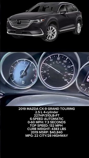 2019 Mazda CX-9 Grand Touring 0-60 MPH #carshorts #mazda #mazdacx9 #0to60