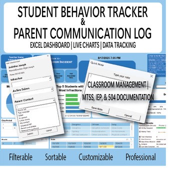 Student Behavior Tracker | Discipline Log | Parent Communication Log