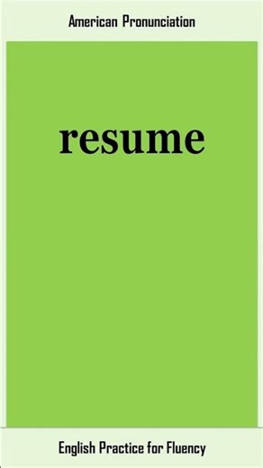 resume, How to Say or Pronounce RESUME in American, British English, Pronunciation
