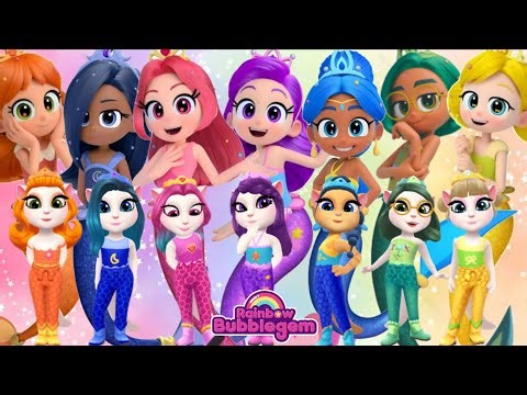 🌈 MY TALKING ANGELA 💖 ➕ Rainbow Bubblegem 💛💚💜💙 makeover 💄💄// Red Ruby Purple Star // Cosplay