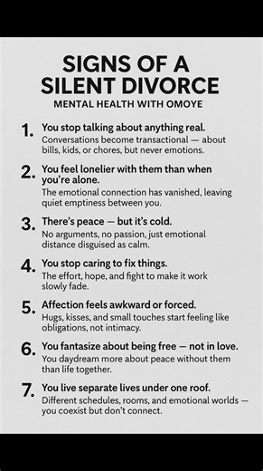 Find out the signs of a silent divorce #mentalhealth | Mental health with Omoye