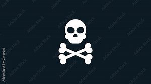 skull icon animation - Vector art ..4K video.Simple motion animation.can be used for Explainer Video.black background Stock Video