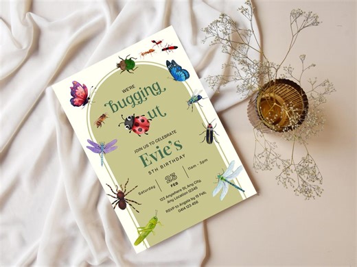 Bugging Out Birthday Invite, Lady Bug Invitation, Editable Download - Etsy