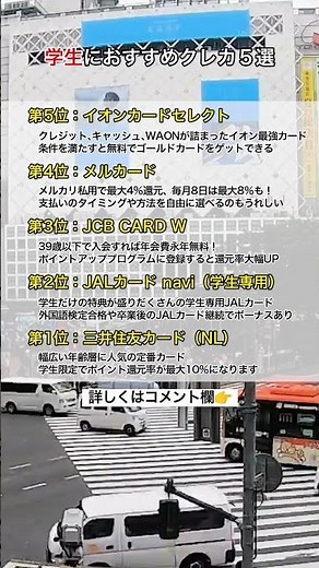 学生におすすめのクレジットカード5選#クレジットカード #イオンカードセレクト #メルカード #JCBCARDW #JALカードnavi #三井住友カード