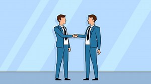 Flat cartoon business people man characters  success shake hands team agreement consent concept animation | Premium Stock Video Footage