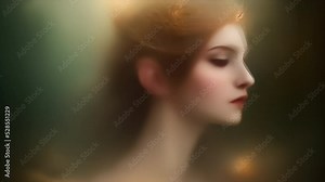 AI art generation process timelapse. Neural network imagining a digital artwork from text description. Artificial intelligence used in image creation, generative visual art. 4k 3D Animation