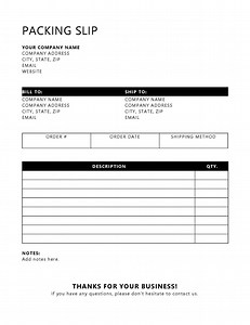 Editable Packing Slip Template - Microsoft Word - Etsy Australia
