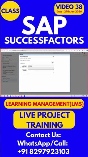 SAP SuccessFactors LMS Training Online Tutorial Class 38 27th Jan 2026 #sapsuccessfactorstraining