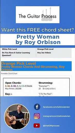 FREE CHORD SHEET - Pretty Woman by Roy Orbison | Ian O'Brien