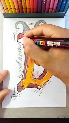 graphiti art 🤩🤌 painting with color pencil ✏️#art#shorts #coloring #painting