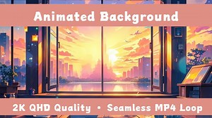 Arrière-plan animé 2K VTuber - Paysage urbain au coucher du soleil d'été (MP4 en boucle) - Etsy France