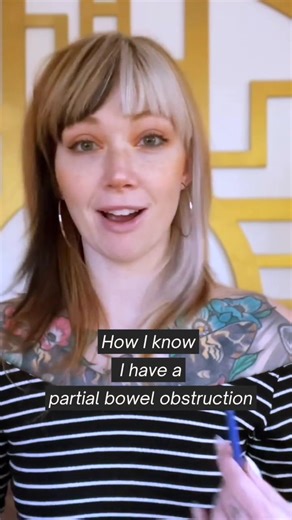 How can you tell if you have a partial bowel obstruction? For me, the first sign is severe abdominal cramping coupled with a lack of solid ‘output’ in my ileostomy (yes... it's exactly what it sounds like 💩 ). Sometimes my stoma will even recede back into my body! A sudden onset of acute pain and transparent watery output is a clear sign that something is wrong. If these symptoms continue to get worse despite my efforts, then it’s time for a visit to my local Emergency Room for a CT scan, cathe