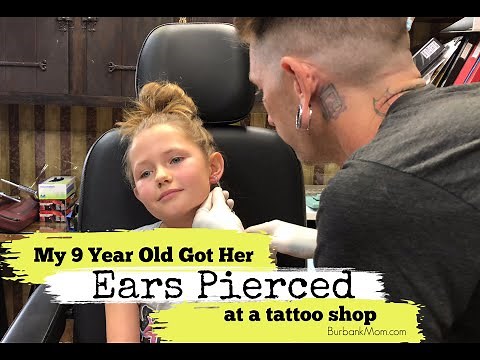 Kids Ear Piercing: My 9 Year Old Getting Her Ears Pierced At A Tattoo Shop!