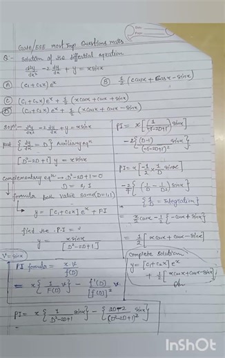 Gate /ESE most important differential equation questions