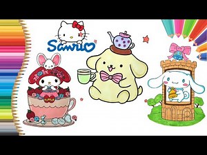 Coloring Sanrio Characters | Pompompurin, Cinnamoroll, My Melody | Hello Kitty Coloring Book Pages