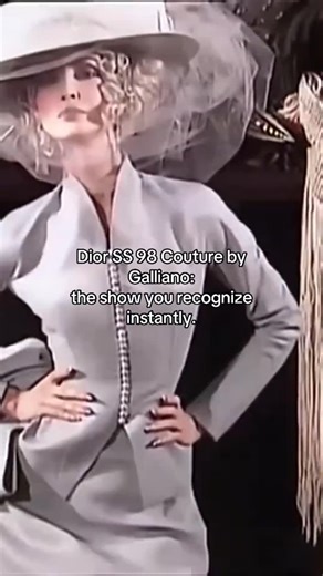 Various Archives on Instagram: "Christian Dior Haute Couture Spring/Summer 1998, designed by John Galliano, was staged at the Palais Garnier in Paris on January 26, 1998, with models descending the opera house’s marble steps. Galliano’s inspiration was the Marchesa Casati, and the collection reads like early 20th-century evening dressing pushed to couture scale: backless velvet gowns in Art Nouveau prints, opera coats trimmed in mink, lace sheaths, skirt suits, and picture hats covered in roses.