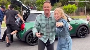 Jason Donovan and Kylie Minogue in high spirits filming final Neighbours scenes