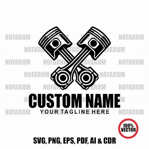 Custom Garage Logo With Pistons | Personalized Mechanic Shop Logo | Car Club Logo | Custom Auto Repair SVG | Printable Garage Sign Design - Etsy