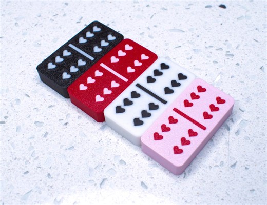 3D Printed Heart Dominoes Set With Custom Box Option in Red, Pink, White and Black. Double 6 Set. - Etsy