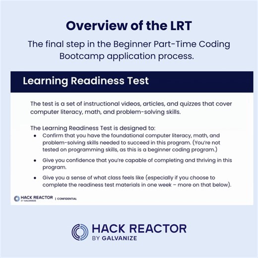 Wondering if you have the computer literacy, math, and problem-solving skills needed for the Part-Time Beginner Coding Bootcamp? Our Learning Readiness Test will tell you. Watch this video for the basics, and learn more here: https://bit.ly/learning-readiness-test | Hack Reactor