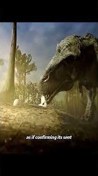 This is rare footage—a female Tyrannosaurus rex is laying eggs.