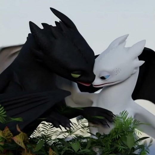 Toothless x lightfury kiss again 😨