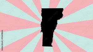 Animated map of the state of Vermont with a rotating background