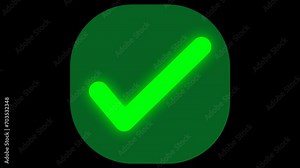 Animation Check mark 2 in 1 . Positive negative neon check mark. Animation on a transparent background, 4K render alpha channel .