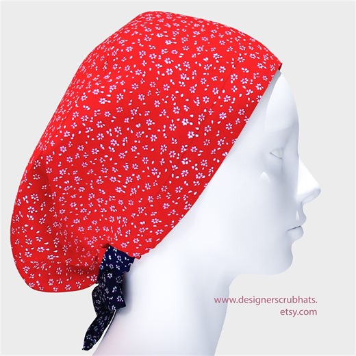 Plant Scrub Caps for Women,bouffant Scrub Cap for Woman,ponytail Scrub Cap,scrub Hats.cute Scrub Hat,nice Red Print Scrub Cap. - Etsy