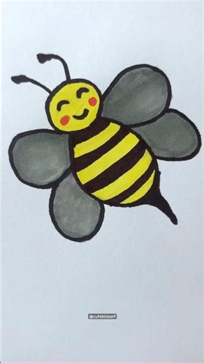 Drawing a cute Bee 🐝 #kidsart #drawing #artforkids #art #beedrawing #shorts #diy