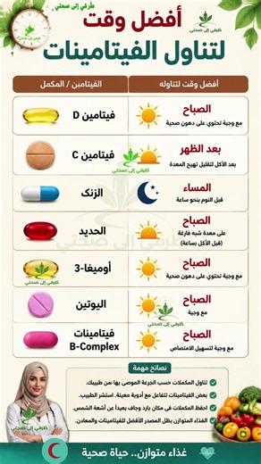 🎯 أفضل وقت لتناول الفيتامينات بطريقة ذكية!