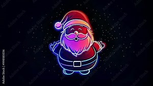 seamless loop video of a Christmas color changing glowing Santa Claus character talking on black barckground Stock Video
