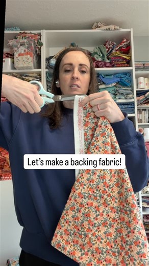 Quilts, Patterns, Tutorials on Instagram: "Warning: some parts of this video may be controversial. If I’m using standard width fabric, this is how I always make my backings. Is this how you make yours? Any differences? Any questions? #kitchentablequilting #riflepaperco #riflepapercofabric #thevivianquilt"