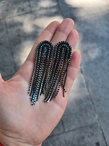 Black Earrings Waterfalls, Black Rhinestone Earrings, Black Dangle Crystal Earrings, Black Bridal Rhinestones Crystal Earrings - Etsy
