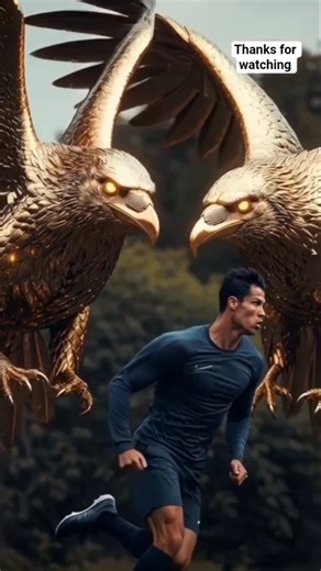 Messi Neymar Jr and mbappe gaint animal vs Ronaldo small black crow