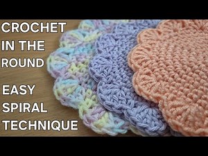 Easy Crochet Coaster using the continuous spiral method.