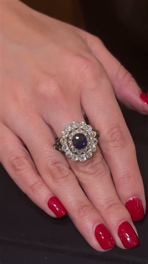 Convertible Belle Époque Sapphire & Diamond Cluster Ring / Bangle | Circa 1890 | Berganza London