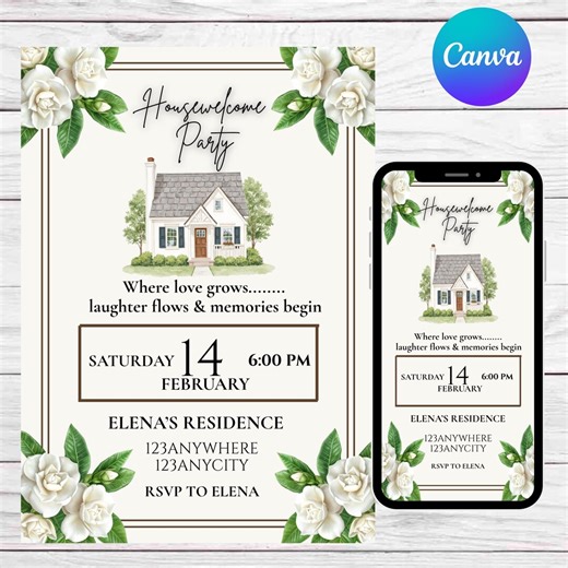 Editable Housewarming Invitation, Housewarming Party Invite, Modern Minimalist Template, Home Sweet Home Card, DIY Text, Instant Download - Etsy