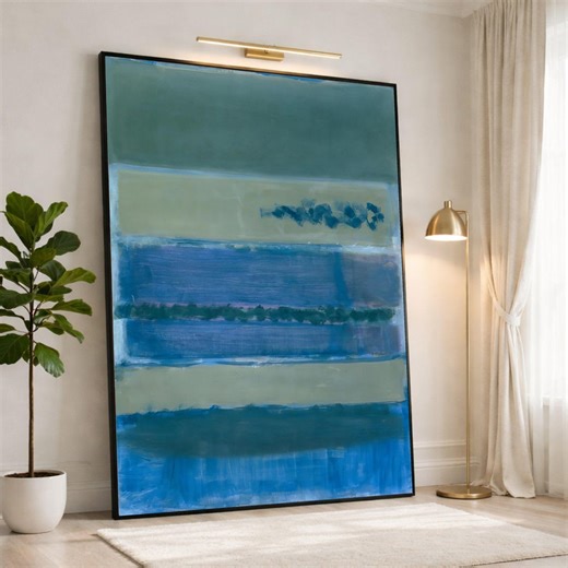 Abstract Blue Harmony Canvas, Modern Minimalist Wall Art, Geometric Color Block Painting, Contemporary Home Decoration Canvas - Etsy