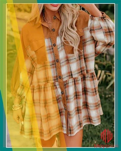 Plaid Button Front Mini Dress