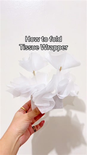Tissue Wrapper Tutorial. #wrappingtutorial #howtowrap #tissuepaper #tissue #wrapping #cottontissue #ribbonflowers #ribbon #satinribbon #satinroses #howtofoldtissuepaper #bouquet #bouquettutorial #bouquets