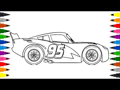 Cars 3 Drawing, Coloring Page | Let's Draw Lightning McQueen
