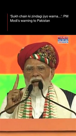 Prime Minister Narendra Modi on Monday issued a stern message to Pakistan from his home state, Gujarat, to either live and let live in peace or face Indian bullets. He also accused the neighbouring country of treating terrorism as a tool of statecraft while reaffirming India's zero-tolerance approach to terror.] Speaking at a rally in Gujarat's Bhuj, PM Modi said that while India has a tourism-driven vision, Pakistan has a terror-centric mindset. "India believes in tourism. Tourism brings people
