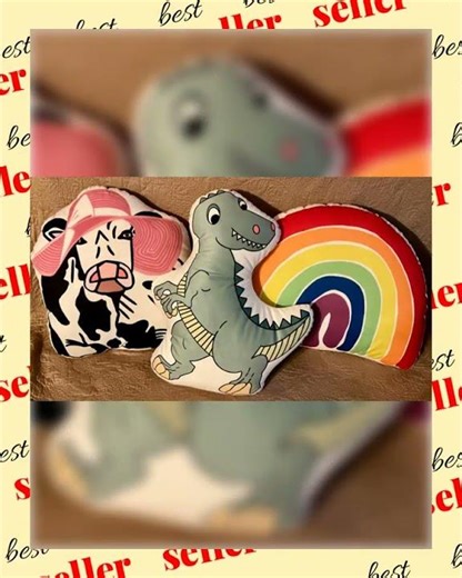 Green and Purple Brontosaurus Dinosaur -shaped pillow