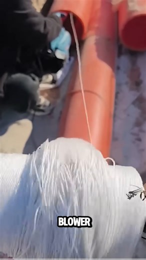 Genius conduit hack! 💡 Tie a bag to a string and blast it with a blower #waterpipe #blower #strings | LOUIE ONG