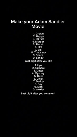 Make your Adam Sandler movie #adamsandler#movie#like#comment#shorts#fyp