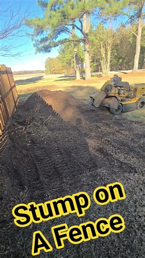 Stump on a Fence #stump #stumps #stumping #stumpwork #stumpgrinder #stumpgrinding #stumpnc