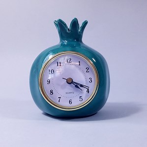 Turquoise Pomegranate, Ceramic Table Clock, Desk Shelf Clock, Retro Vintage Style, Handmade - Etsy